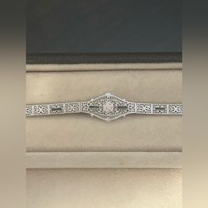 Antique Art Deco 14kt White Gold Bracelet